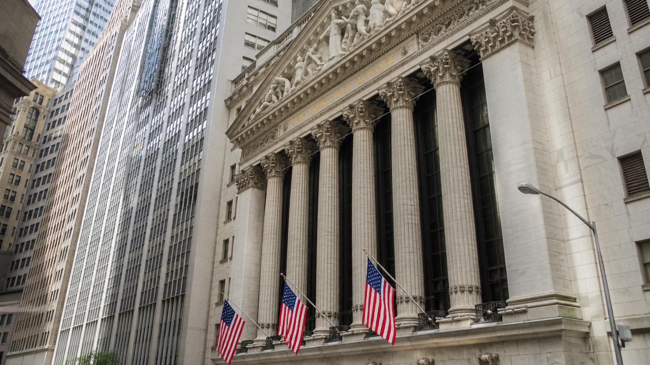 Wall Street stock exchange building in the New York financial district